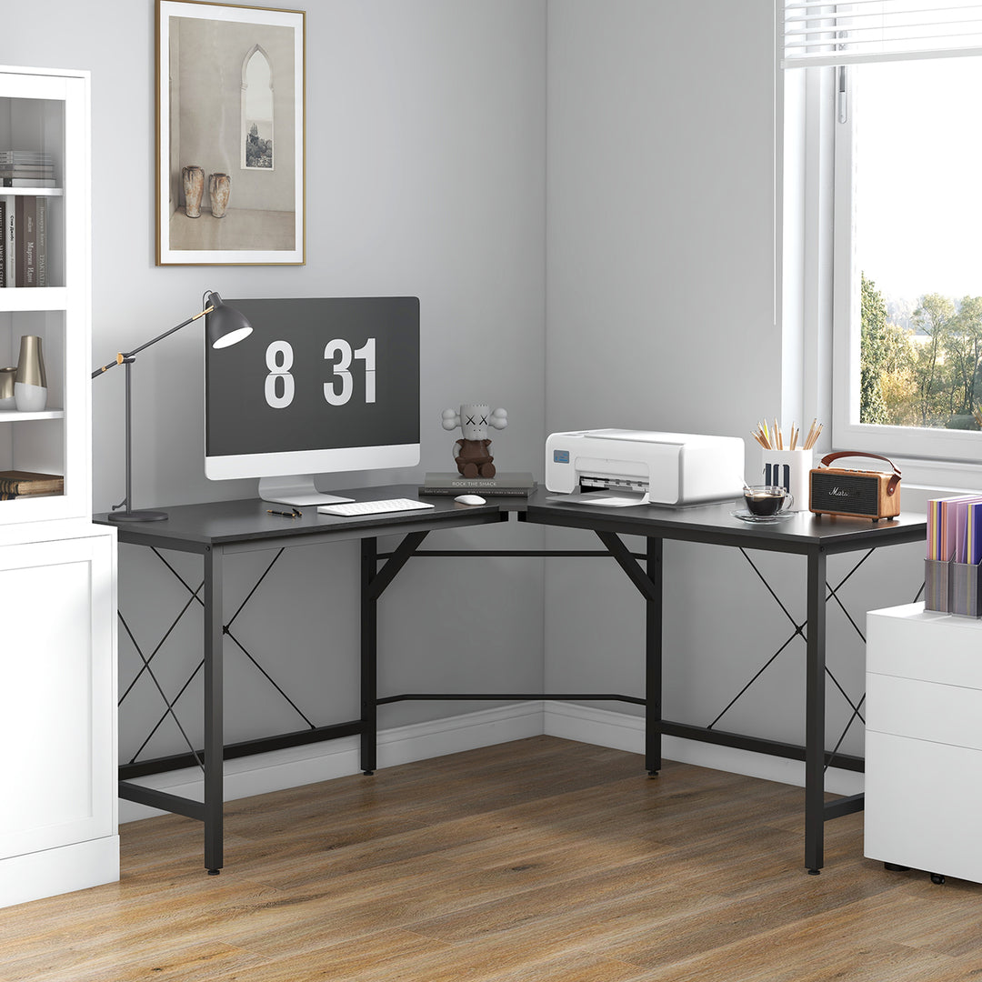 L-Shaped Corner Desk, Computer Desk for Home Office, Space-Saving Study Workstation, Easy to Assemble, 150 x 150 x 76cm, Black