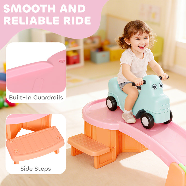 MCL 3(m) Four-Piece Ride on Kids Roller Coaster w/ Non-Slip Steps, for Ages 2-5 Years - Orange