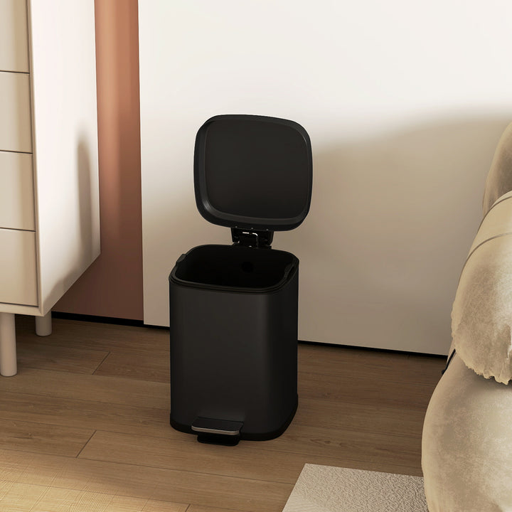 12L Modern Boxy Metal Home Kitchen Bin - Black