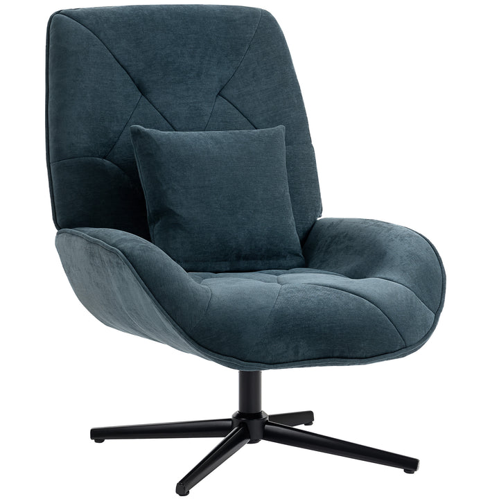 Accent Chair, Chenille Upholstered Swivel Armchair with Lumbar Pillow,