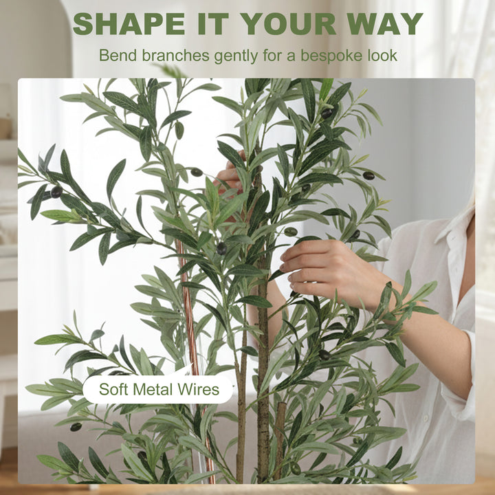 Decorative Artificial Plant, 175 cm Silk Olive Tree with 787 Leaves in