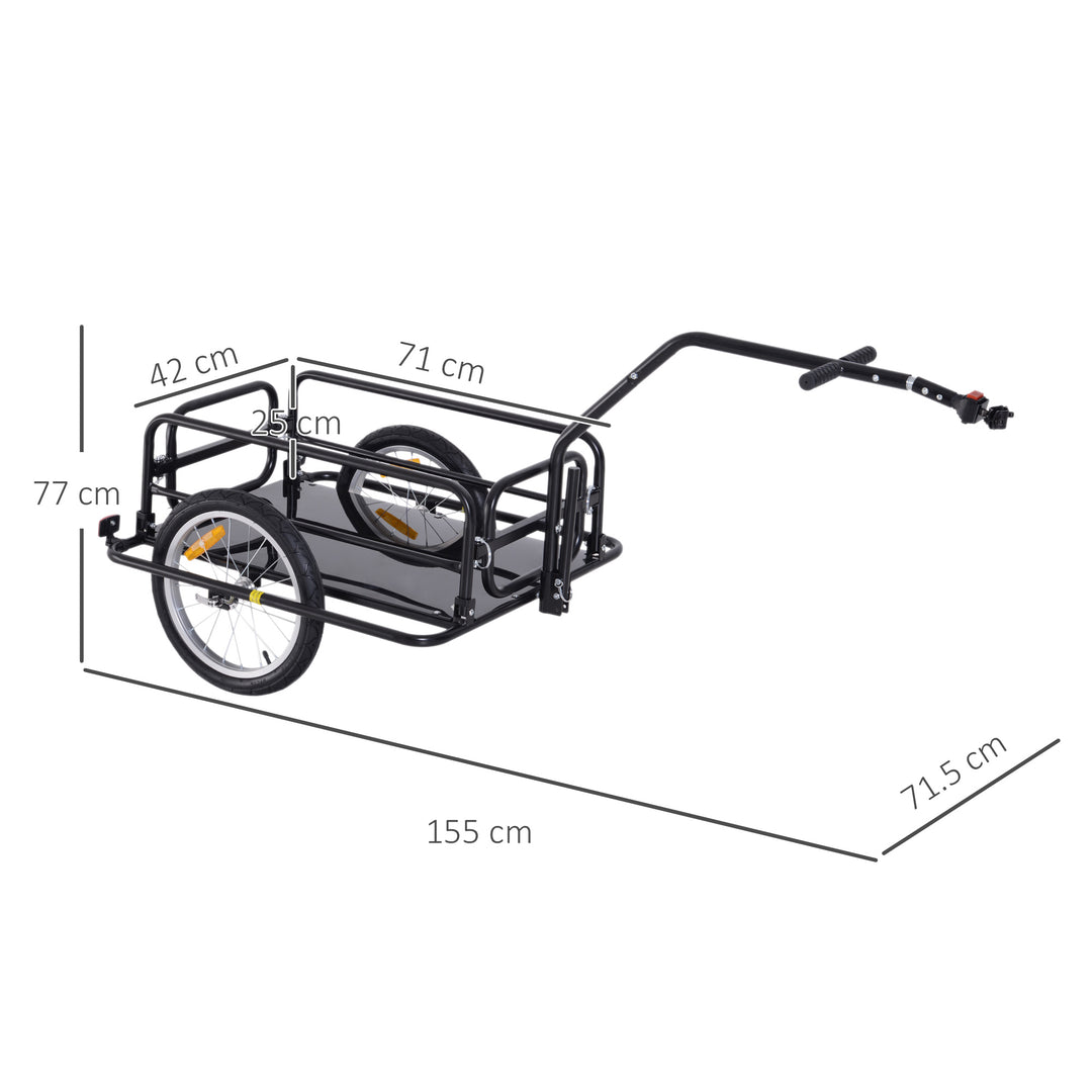 Bike Cargo Trailer Bicycle Trailer Cargo Storage Cart w/ Hitch Cycling Camping Luggage Storage Carrier Transport Steel Black