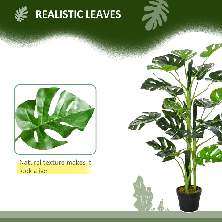 100cm/3.3FT Artificial Monstera Tree Decorative Cheese Plant 21 Leaves with Nursery Pot, Fake Tropical Palm Tree for Indoor Outdoor Décor, Set of 2