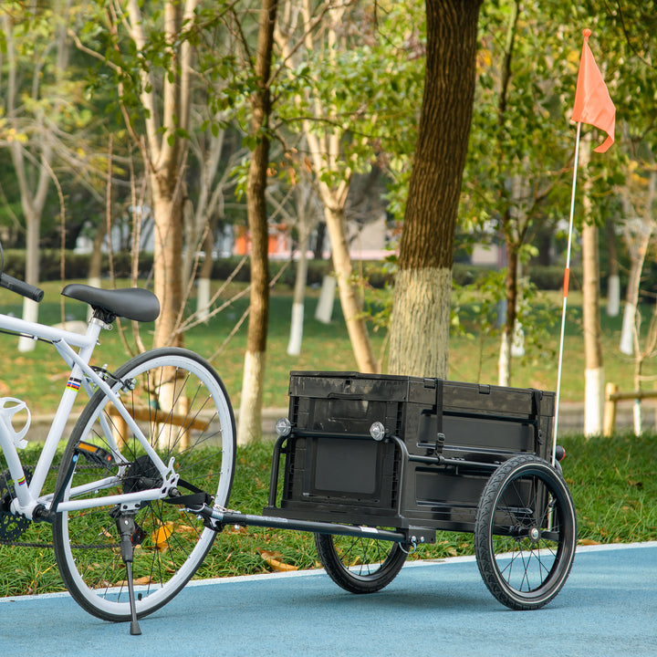 65L Steel Frame Bike Trailer Storage Box - Black
