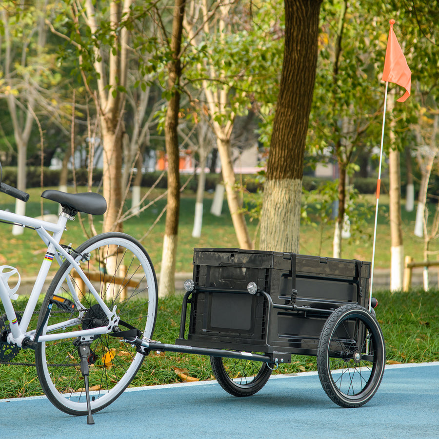 65L Steel Frame Bike Trailer Storage Box - Black
