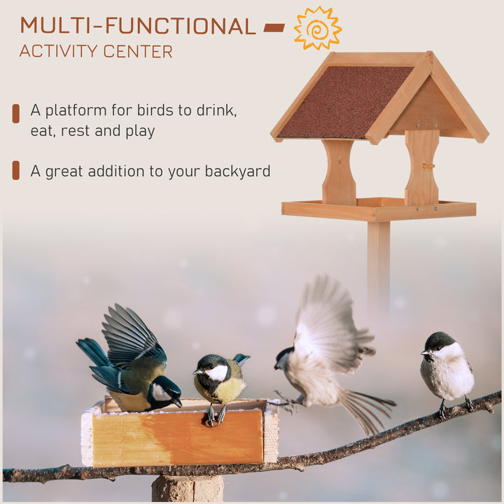 MCL Wooden Bird Table Wild Bird Feeding Station Freestanding Feeder for Garden Outdoor 55 x 55 x 144cm