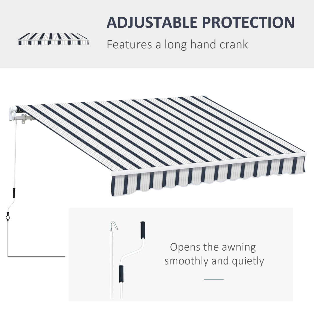 Manual Retractable Awning, 4x3 m-Blue/White