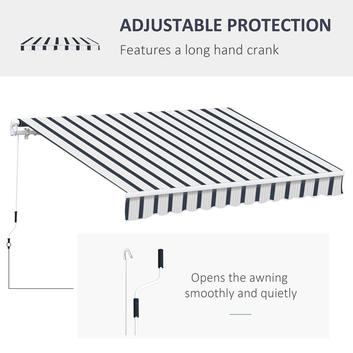 Manual Retractable Awning, 4x3 m-Blue/White