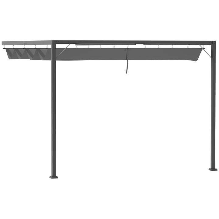 Outsunny 3(m) Outdoor Pergola Retractable Canopy Wall Mounted Gazebo Patio Shelter Sun Shade, Grey | Aosom UK