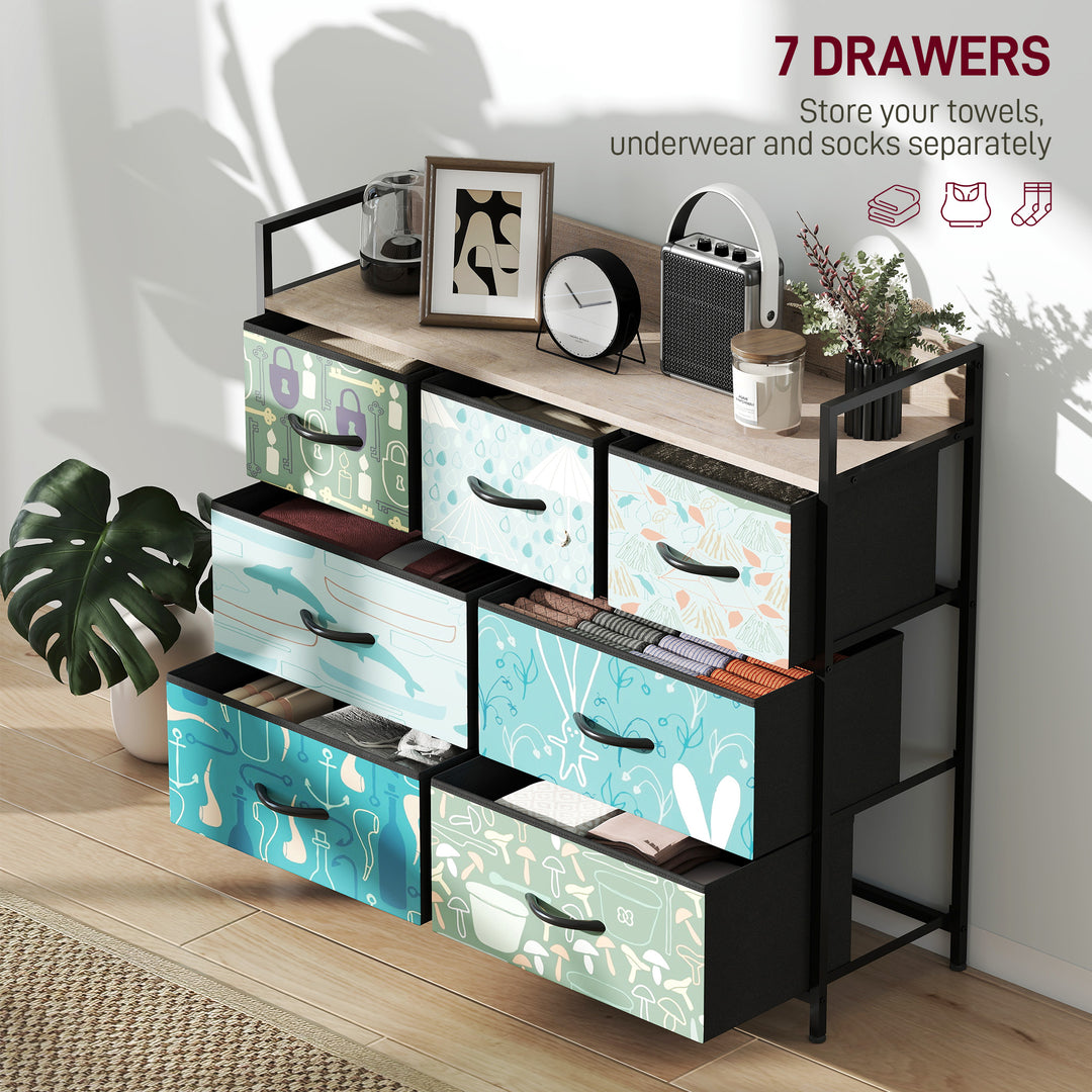 7-Drawer Chest of Drawers - Blue