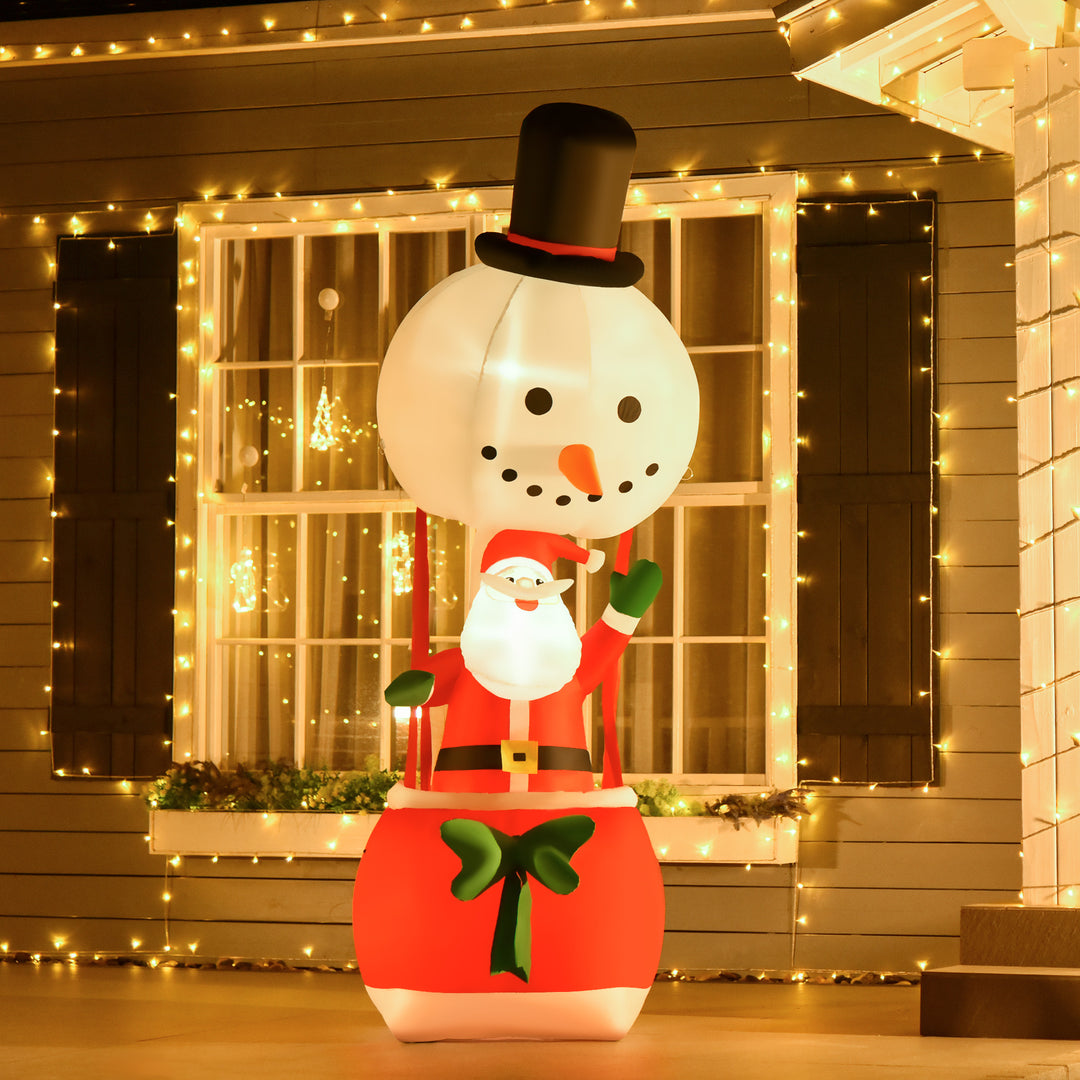 MCL 8ft Christmas Inflatable Decoration with Santa Claus on Snowman Hot Air Balloon, Blow Up Xmas Decor for Outdoor Indoor