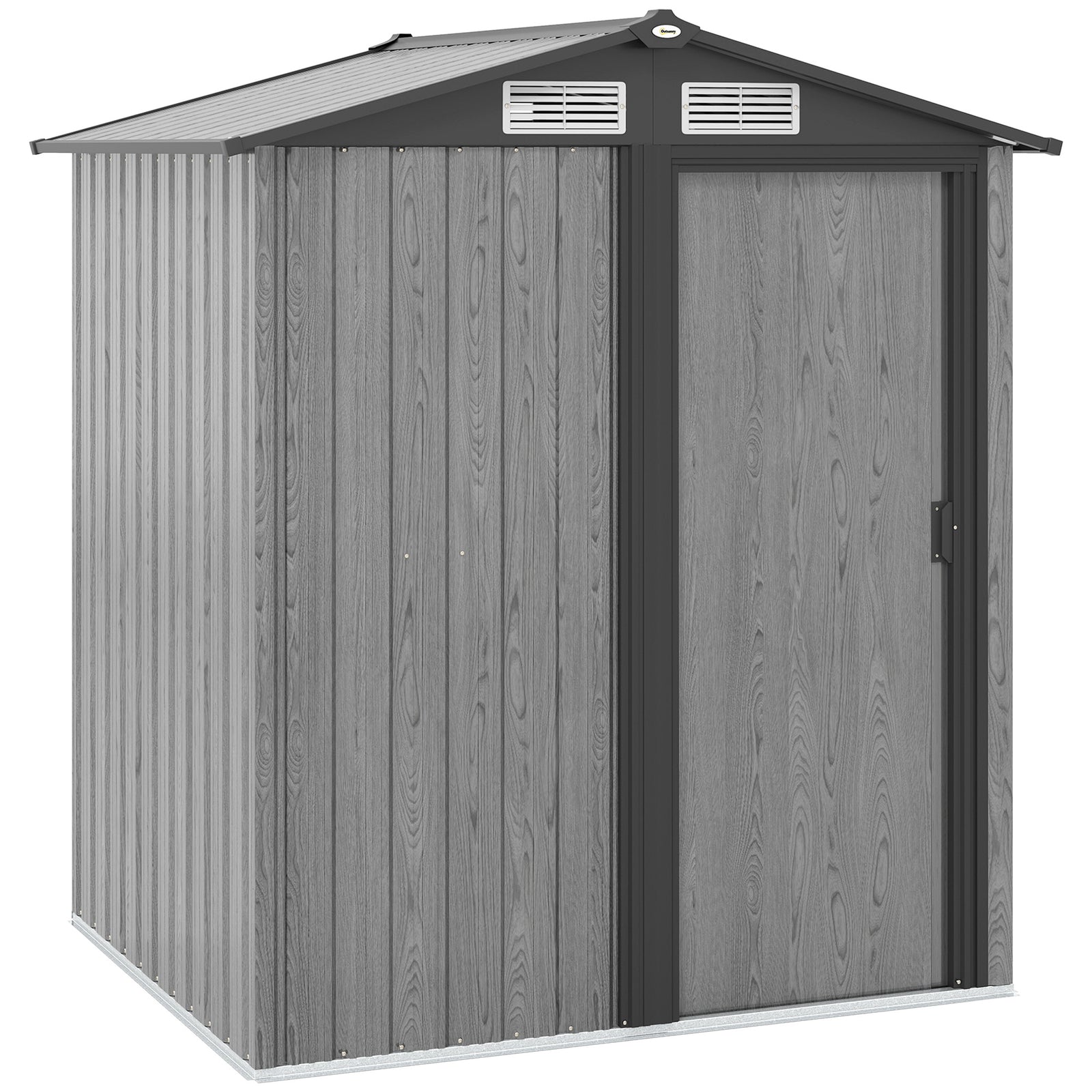 4.3 x 5ft Outdoor Garden Storage Shed - Grey Wood Effect