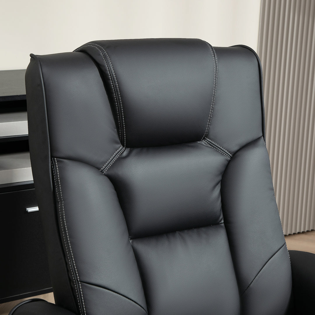 HOMCOM Faux Leather Manual Recliner and Footstool Set - Black | Aosom UK