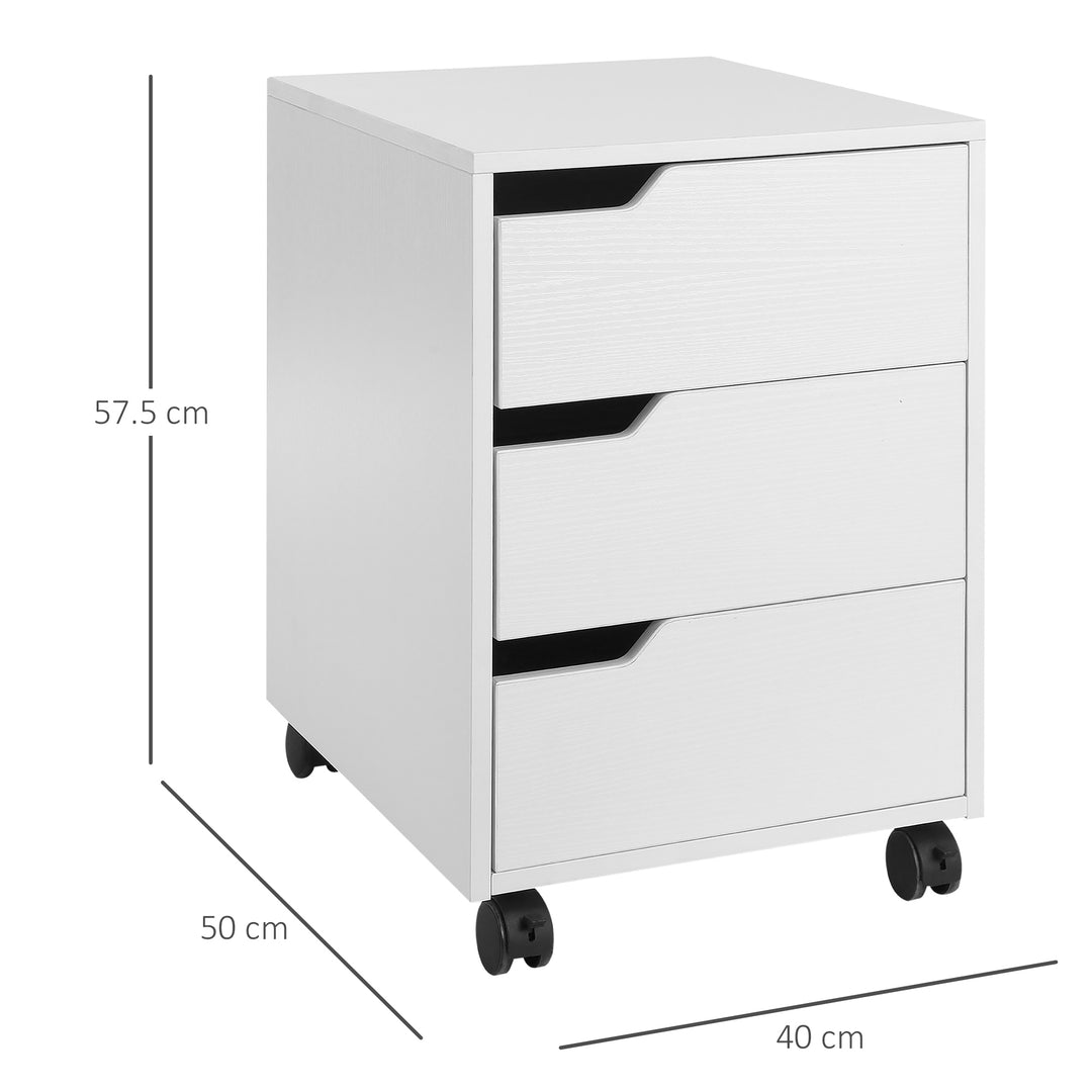 MCL 3 Drawer Mobile File Cabinet, Vertical Filing Cabinet with Wheels for Home Office, White