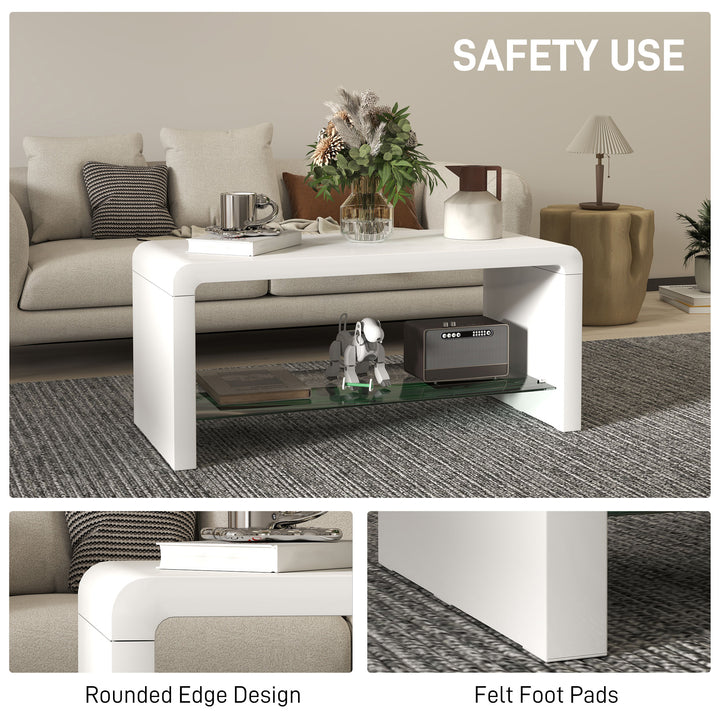Curved Two-Tier Coffee Table - High Gloss White