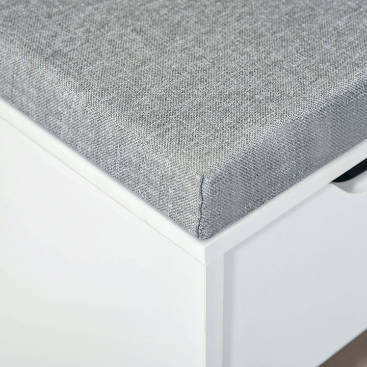 Shoe Storage Bench with Cushion - White