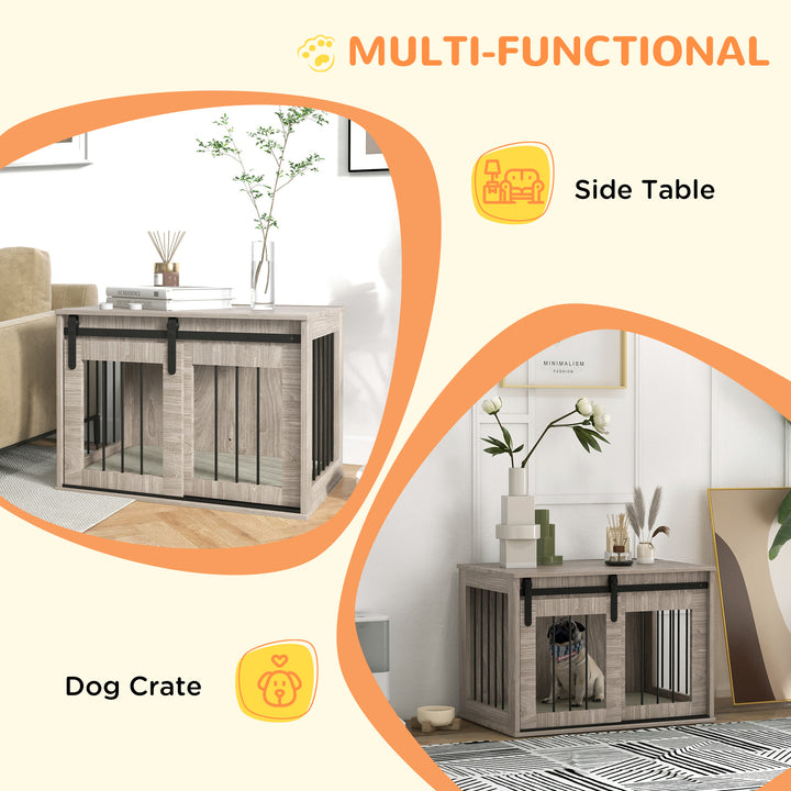 Dog Crate Furniture with Removable Cushion for Medium Dogs, 80 x 54 x 57cm - Brown