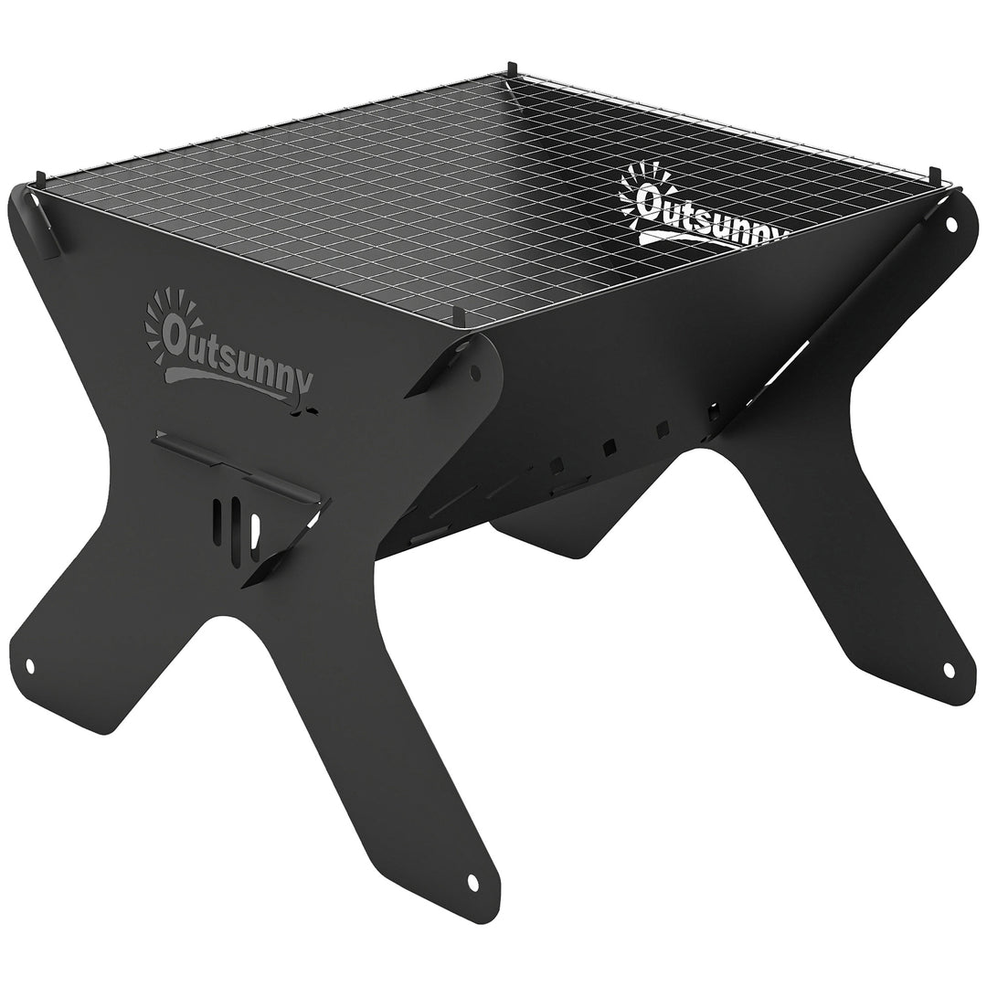 2-In-1 Portable BBQ Grill and Camping Fire Pit, Tabletop Charcoal Barb