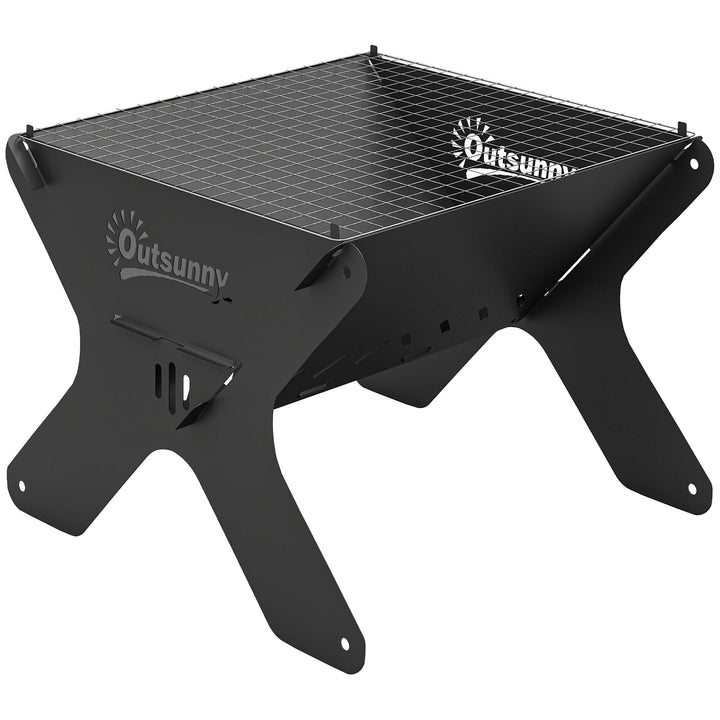 2-In-1 Portable BBQ Grill and Camping Fire Pit, Tabletop Charcoal Barb