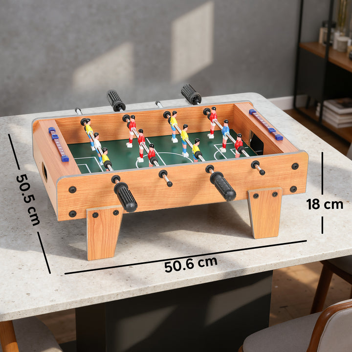 MCL 20 in Table-top Football Table with Stainless Steel Rods, Compact Foosball Table for Kids and Adults, All-Inclusive Foosball Game Set for Indoor, Nature Wood Finish