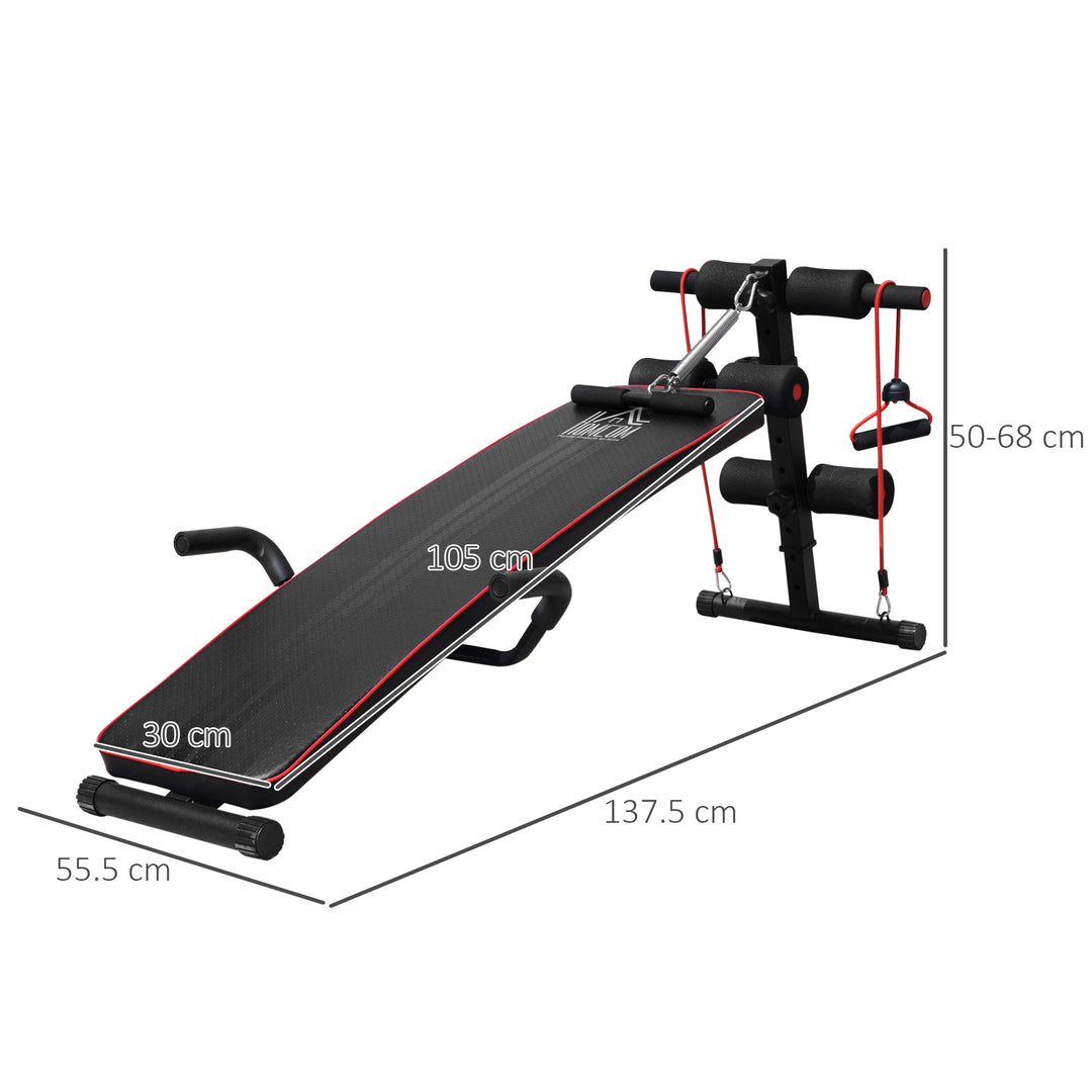 HOMCOM Durable Steel Sit Up Bench for Home Gym Fitness, Adjustable Workout Equipment, Black and Red | Aosom UK