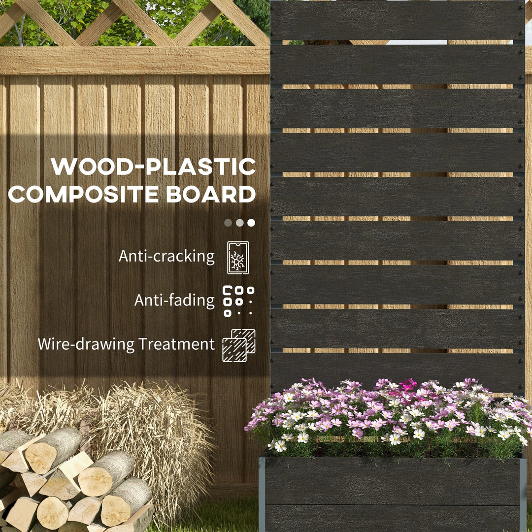 34 x 69.5cm Garden Planter Box, with Back Trellis, Black