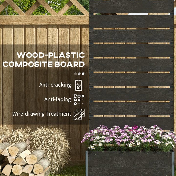 34 x 69.5cm Garden Planter Box, with Back Trellis, Black