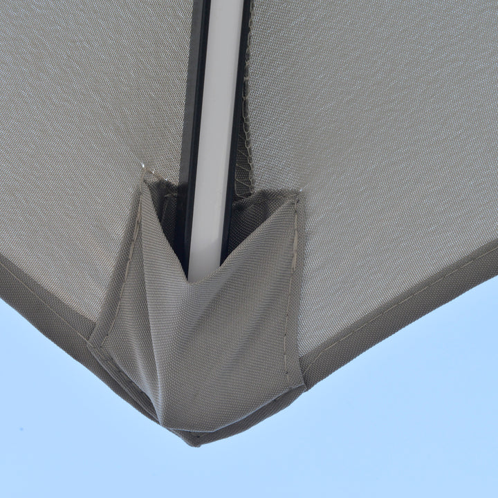 MCL 3(m) Cantilever Banana Parasol Hanging Umbrella with Double Roof, LED Solar lights, Crank, 8 Sturdy Ribs and Cross Base for Outdoor, Garden, Patio, Light Grey