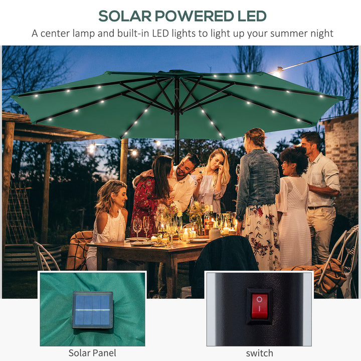 MCL 2.7m Patio Garden Umbrella Outdoor Parasol with Tilt Crank and 24 LEDs Lights (Green)