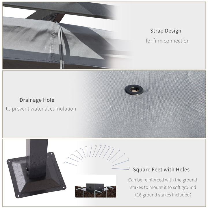 MCL 3 x 3(m) Metal Retractable Pergola, Garden Gazebo Metal Pergola Canopy Outdoor Sun Shade Shelter for Party BBQ, Grey