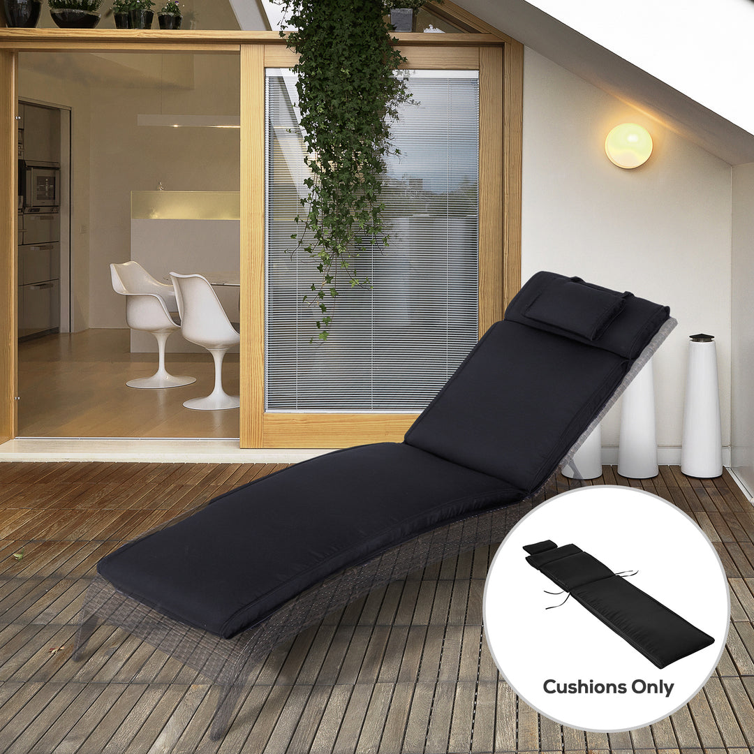 Garden Sun Lounger Cushion Replacement Soft Sunbed Reclining Chair Rel