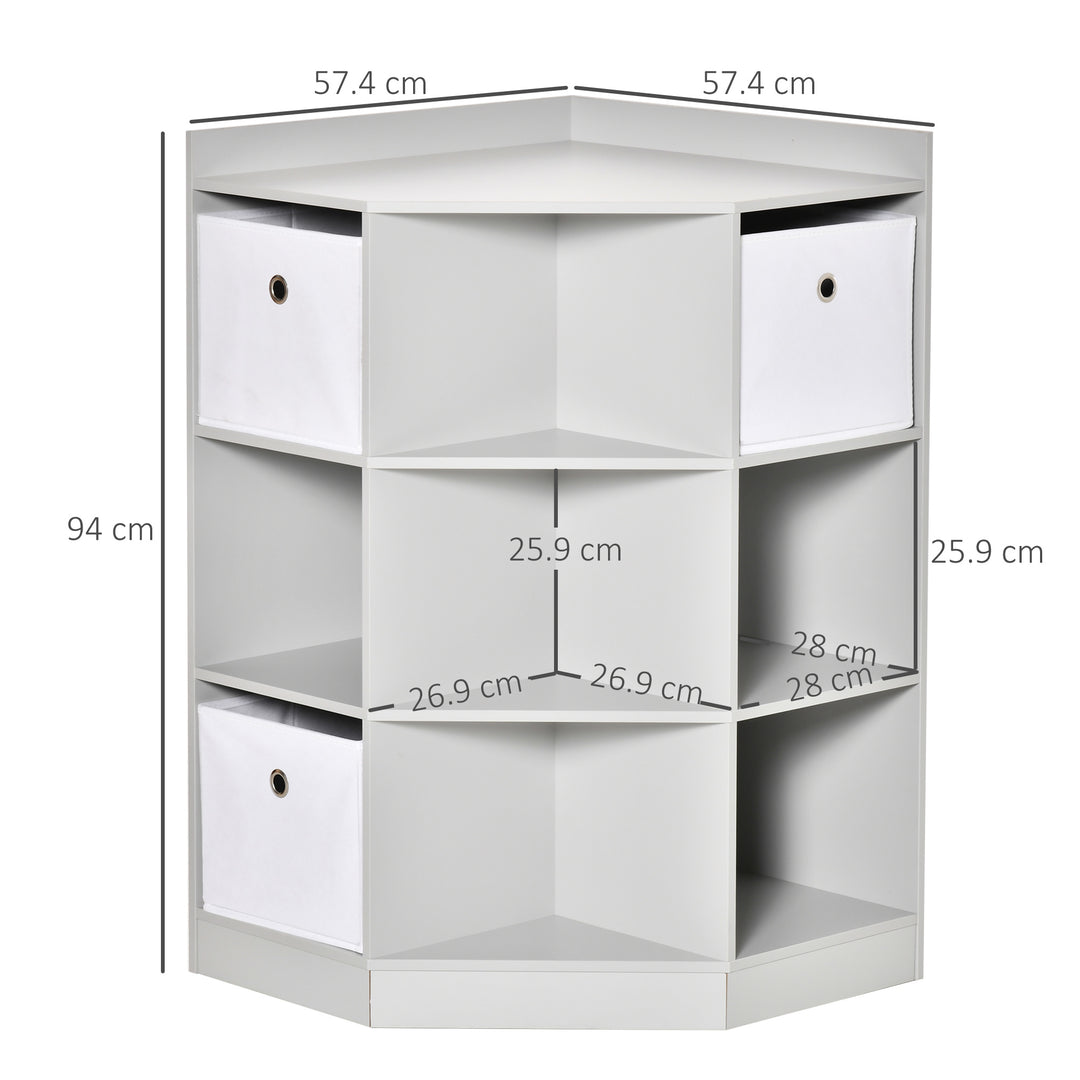 Kids Bookcase, 3 Tier Toy Organiser Storage Unit BookShelf with 3 Non-woven Fabric Drawers, Anti-tip Device, for Bedroom, Children's Room, Playroom, Grey