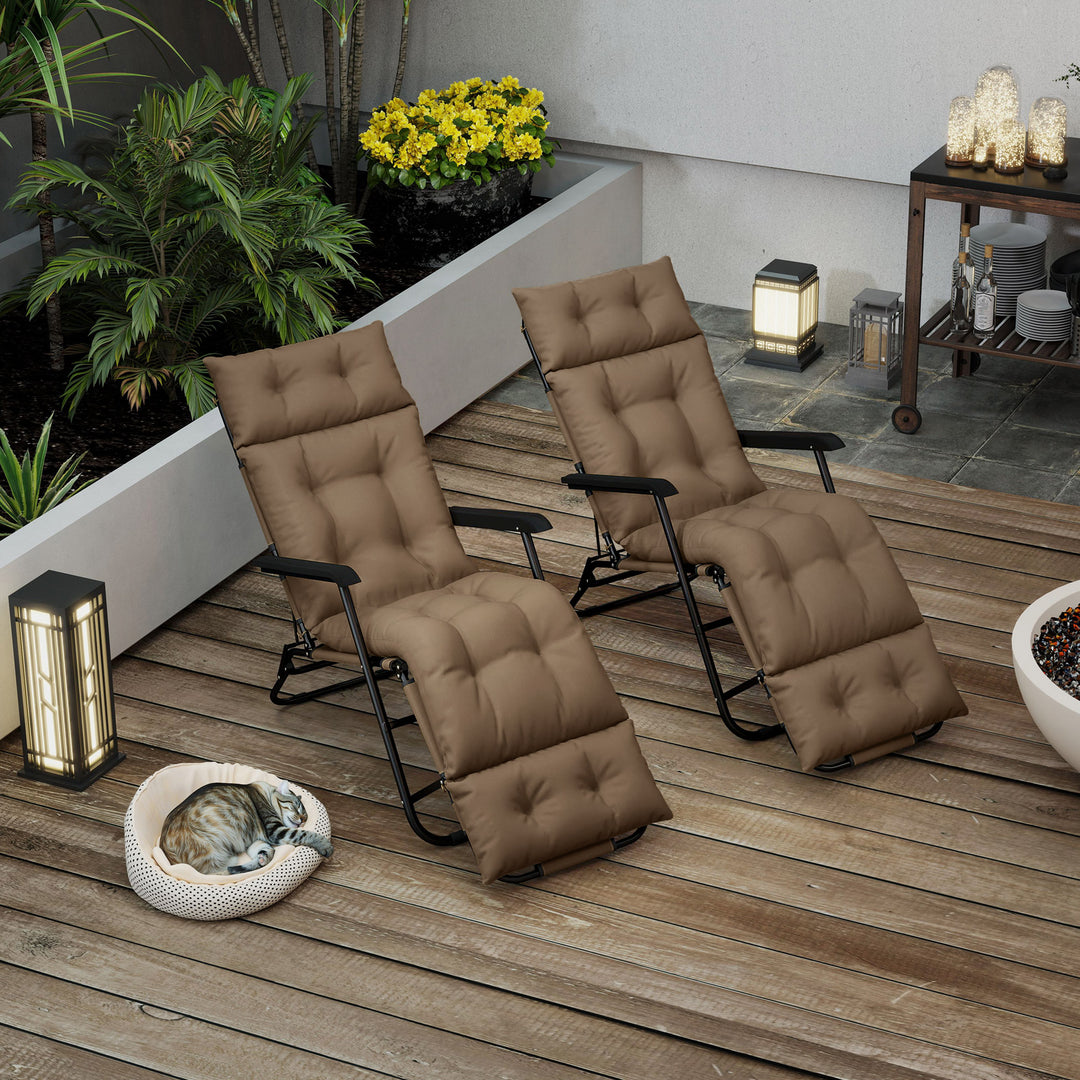 Set of Two 190 x 56cm Sun Lounger Cushions - Khaki