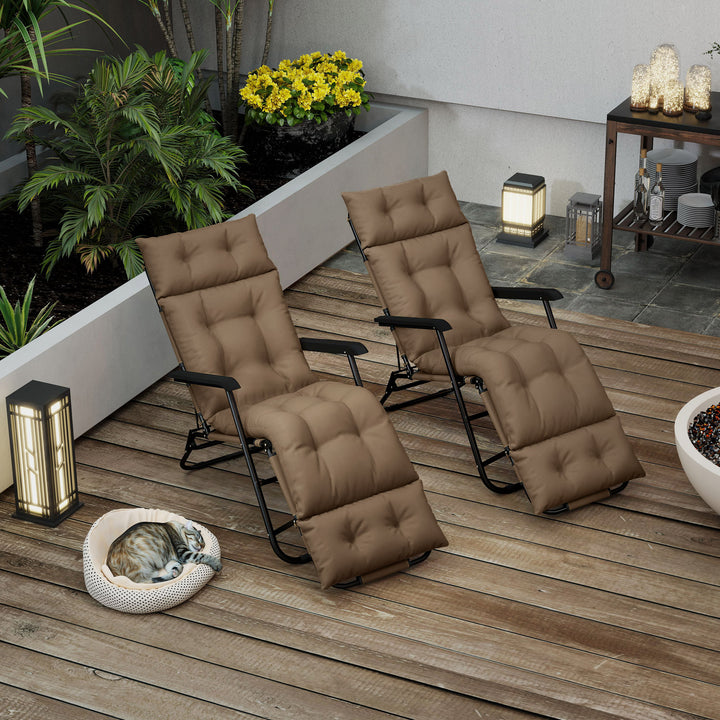Set of Two 190 x 56cm Sun Lounger Cushions - Khaki