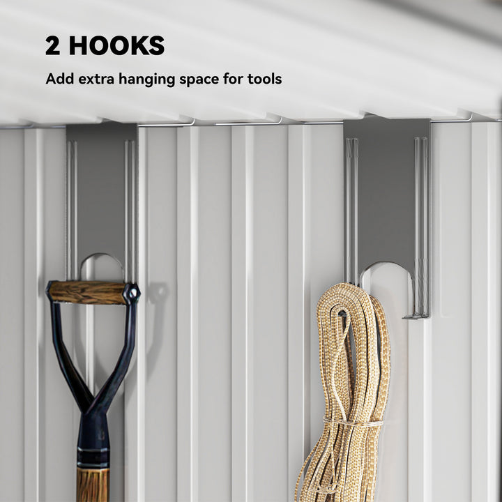 6.5 x 4FT Galvanised Metal Shed with Foundation Kit, Lockable Tool Garden Shed with Double Sliding Doors, Vents, Grey