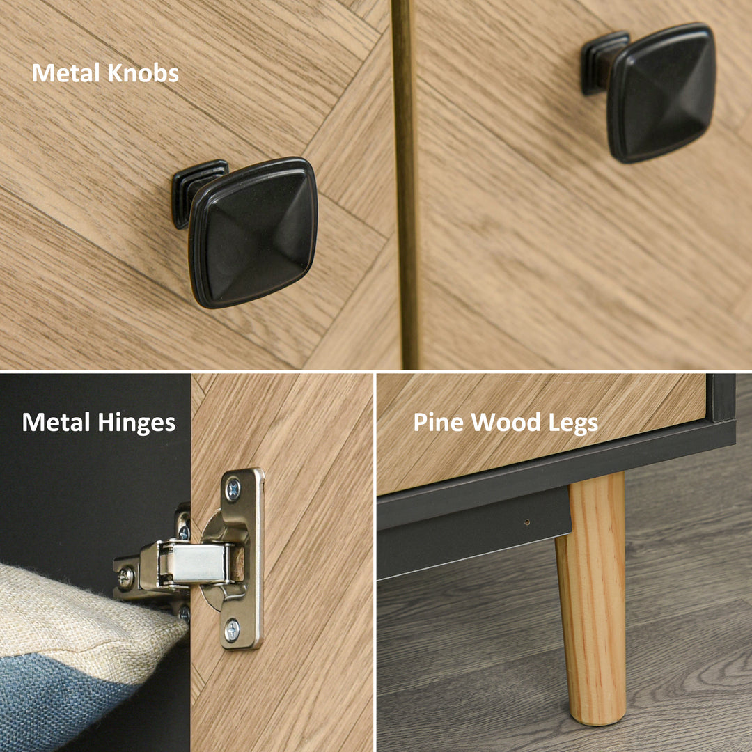 Modern Wardrobe Cabinet Wood Grain Sticker Surface with Shelf, Hanging Rod and 2 Drawers 90x50x190cm