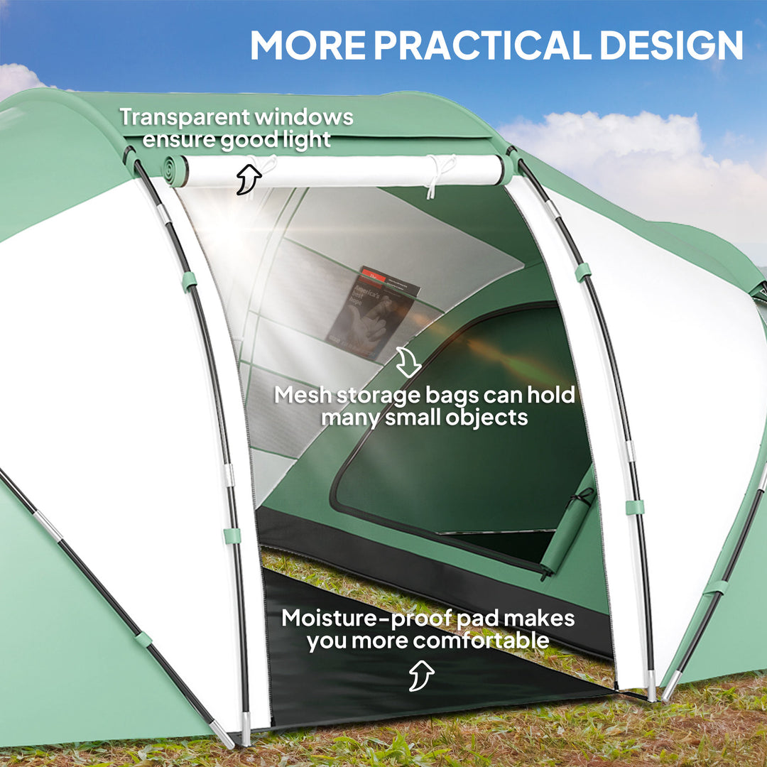 4-6 Man UV Protection Camping Tent - Green and White