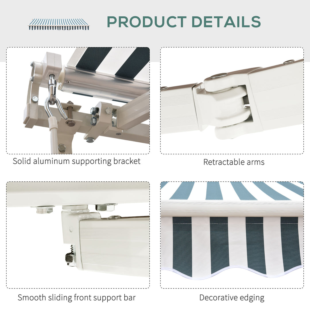 Retractable Awning, 2.5x2 m-Dark Green/White