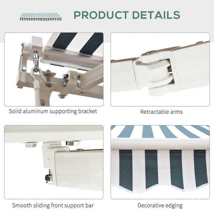 Retractable Awning, 2.5x2 m-Dark Green/White