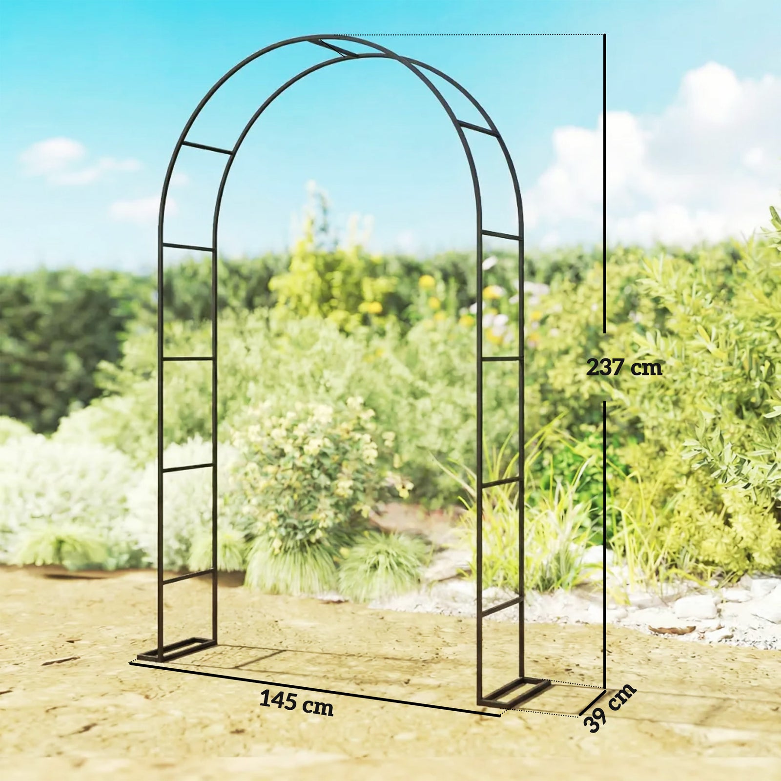 Garden Arch, 2.4 m High x 1.5 m Wide Metal Garden Trellis for Climbing