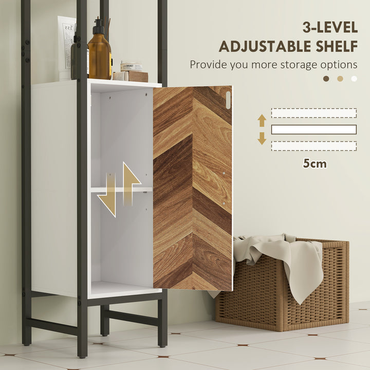 Tall Bathroom Cabinet with 3 Shelves, Slim Storage Cabinet with Adjustable Shelf, Narrow Tallboy Cupboard, Bathroom Storage Unit for Kitchen, Living Room, Hallway, 30 x 30 x 170 cm