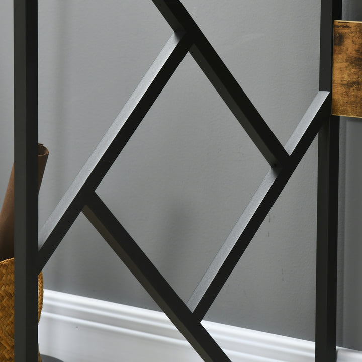 MCL Computer Desk with Bookshelf, Industrial Writing Table with 6 Tier Storage Shelves for Home Office, Bedroom, Study, 150 x 55 x 138cm, Rustic Brown