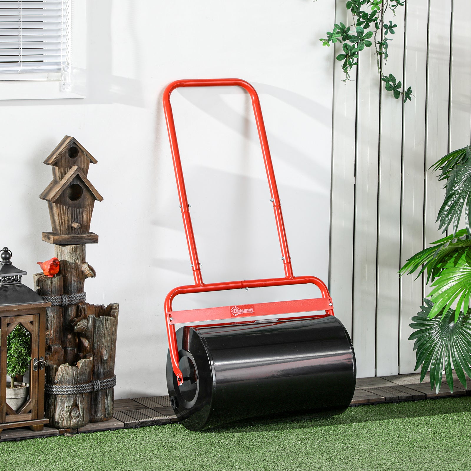 38L Fillable Cylinder Steel Lawn Roller - Red