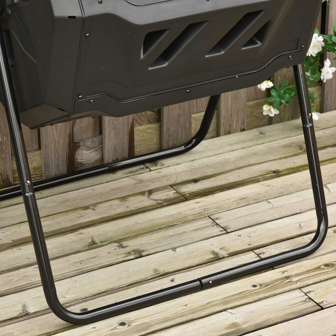 160L 360° Rotating Dual Chamber Composter - Black