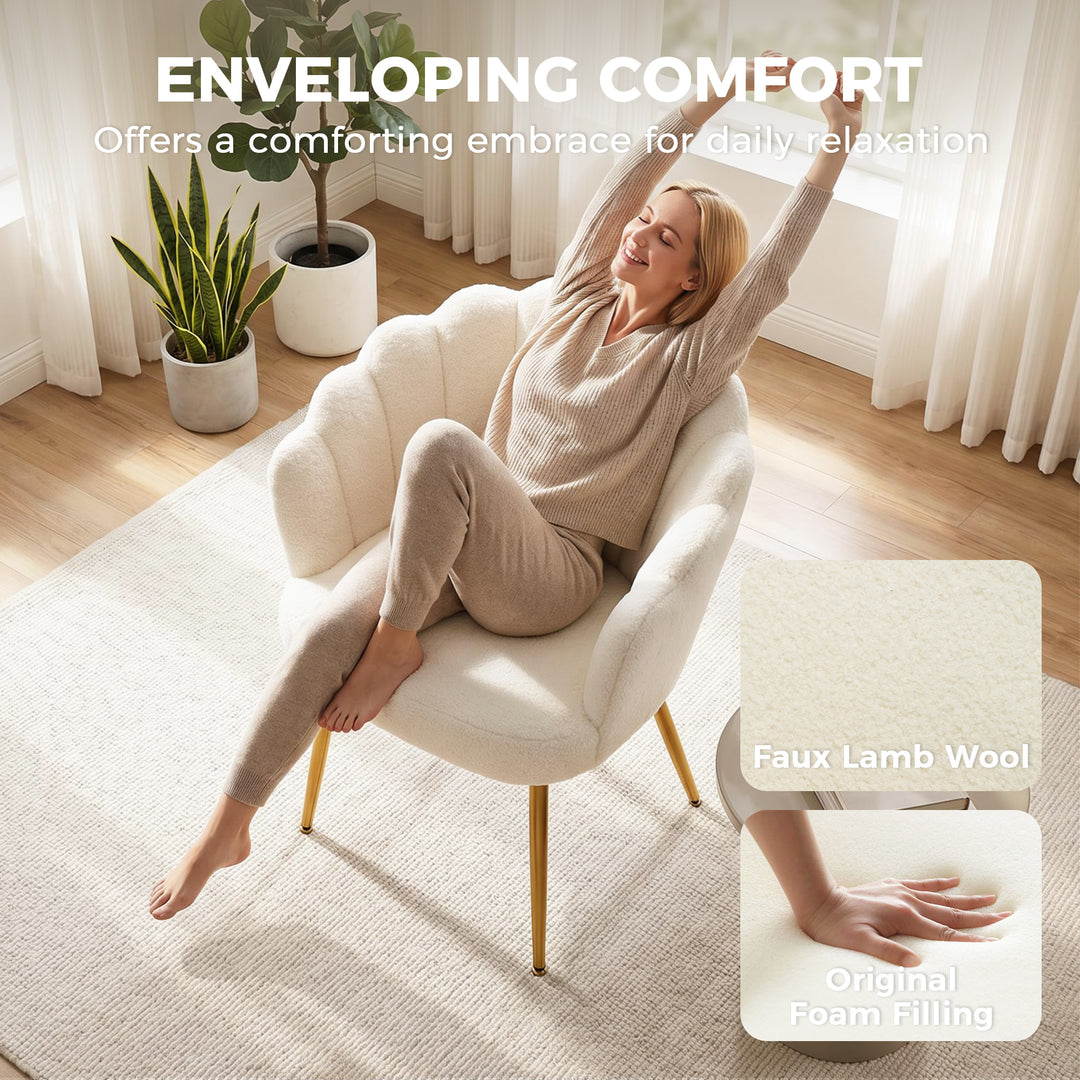 Lounge Chair Petal-Back Armchair Metal Metal Legs for Living Room Bedr