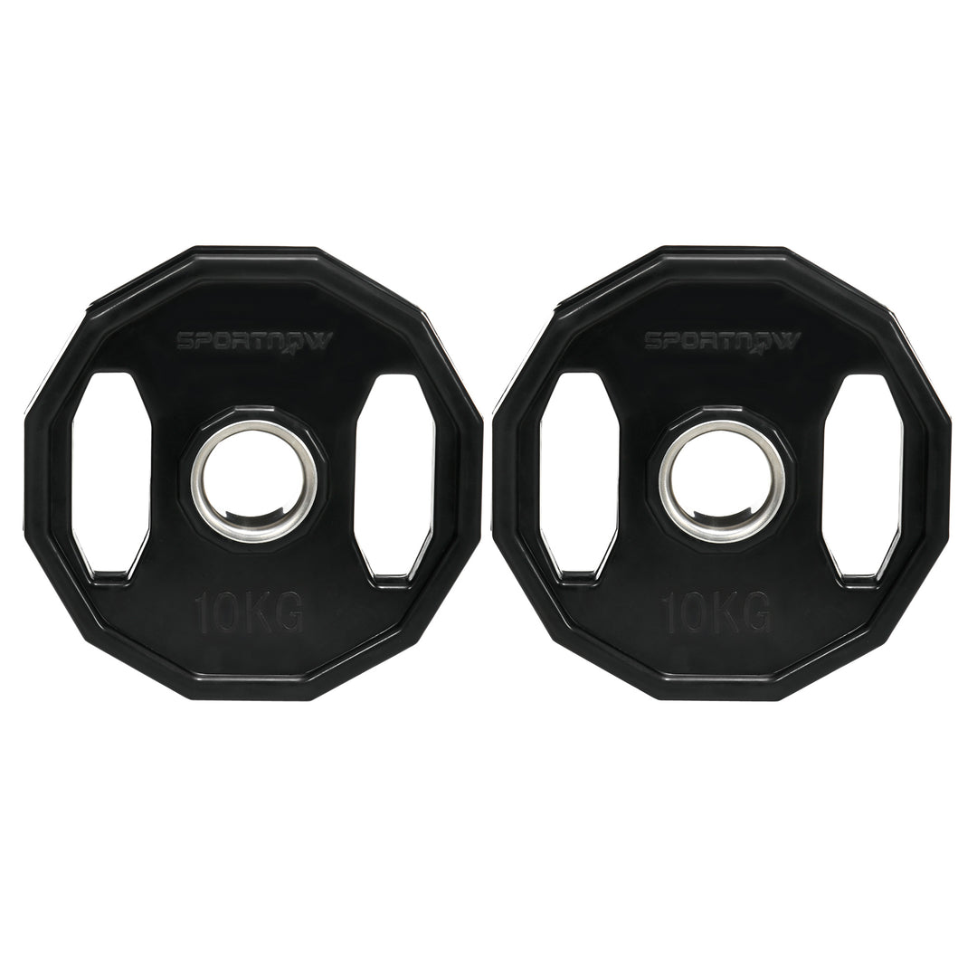 SPORTNOW Olympic Weight Plates Set, Metal and Rubber Bumper Plates Weights Discs with 2"/5cm Holes, for Home Gym Weight Lifting Strength Training, 2 x 10kg, Black
