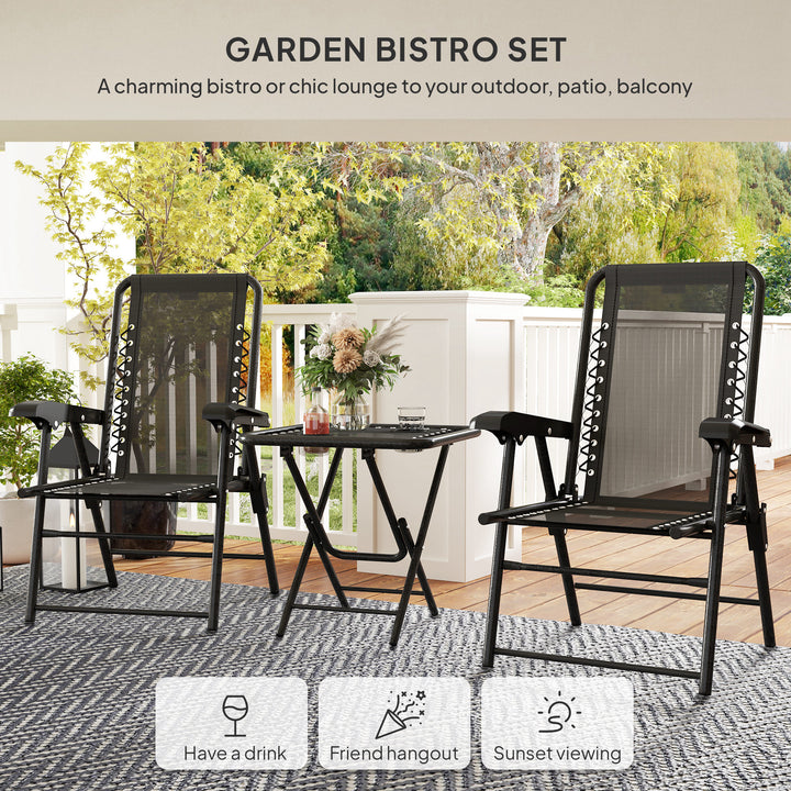 Three-Piece Garden Table and Chair Set - Black