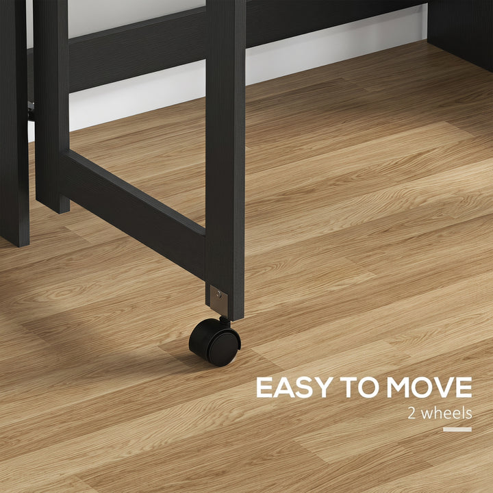 Foldable Desktop, Computer Desk with Storage Shelves, 80 x 69 x 155 cm