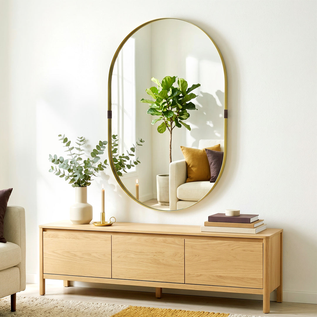 Wall Mirror, Bathroom Mirror with Elevated Aluminium Alloy Frame, 60 x