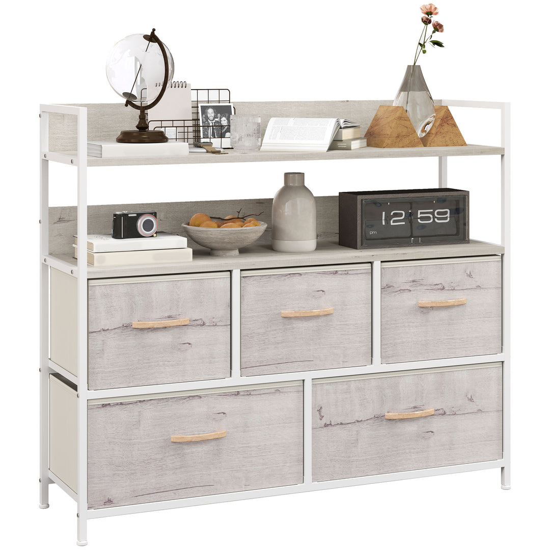 Rustic Chest of Five Fabric Drawers - Natural